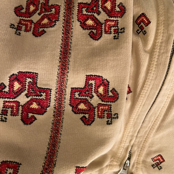 LUCKY BRAND tan / red zip hoodie - Picture 2 of 3